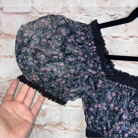 Selkie The Garden Song Boudoir Dress in Black Floral Size XS - Picture 2 of 7